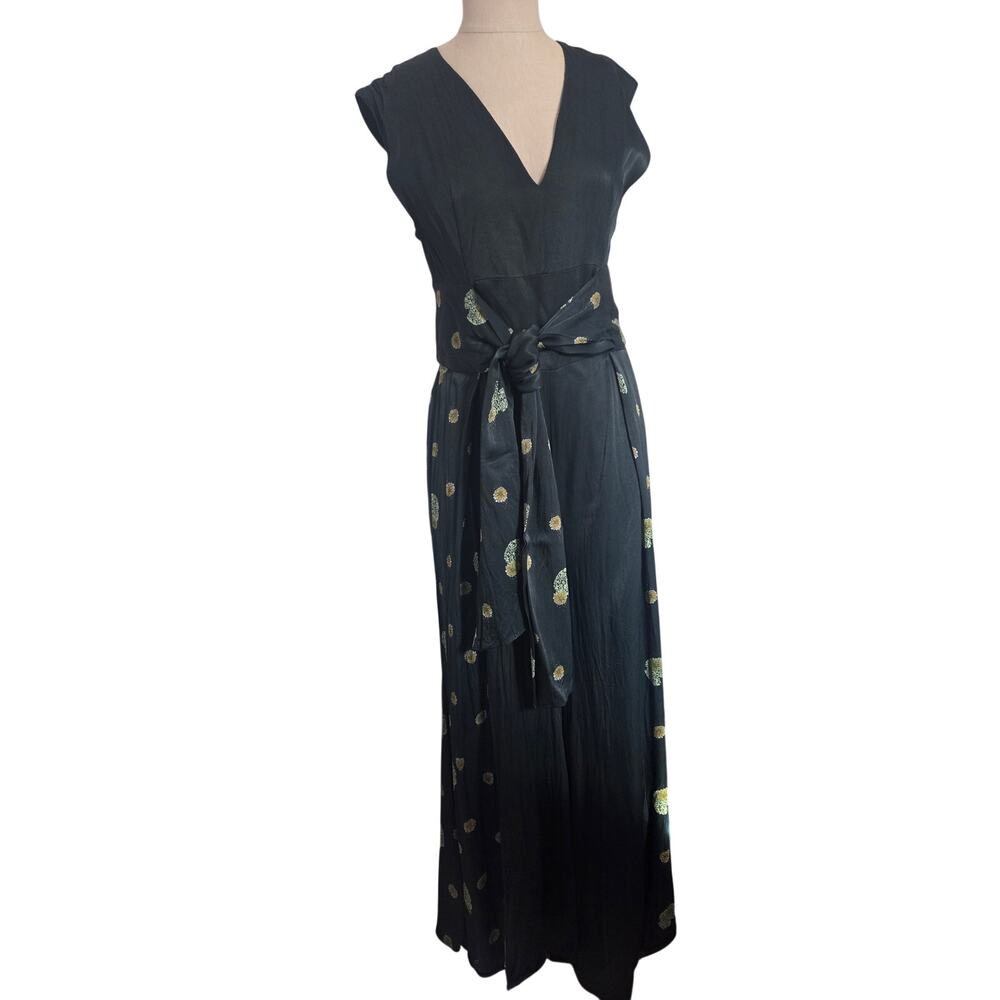 Free People emerald silk jumpsuit medium